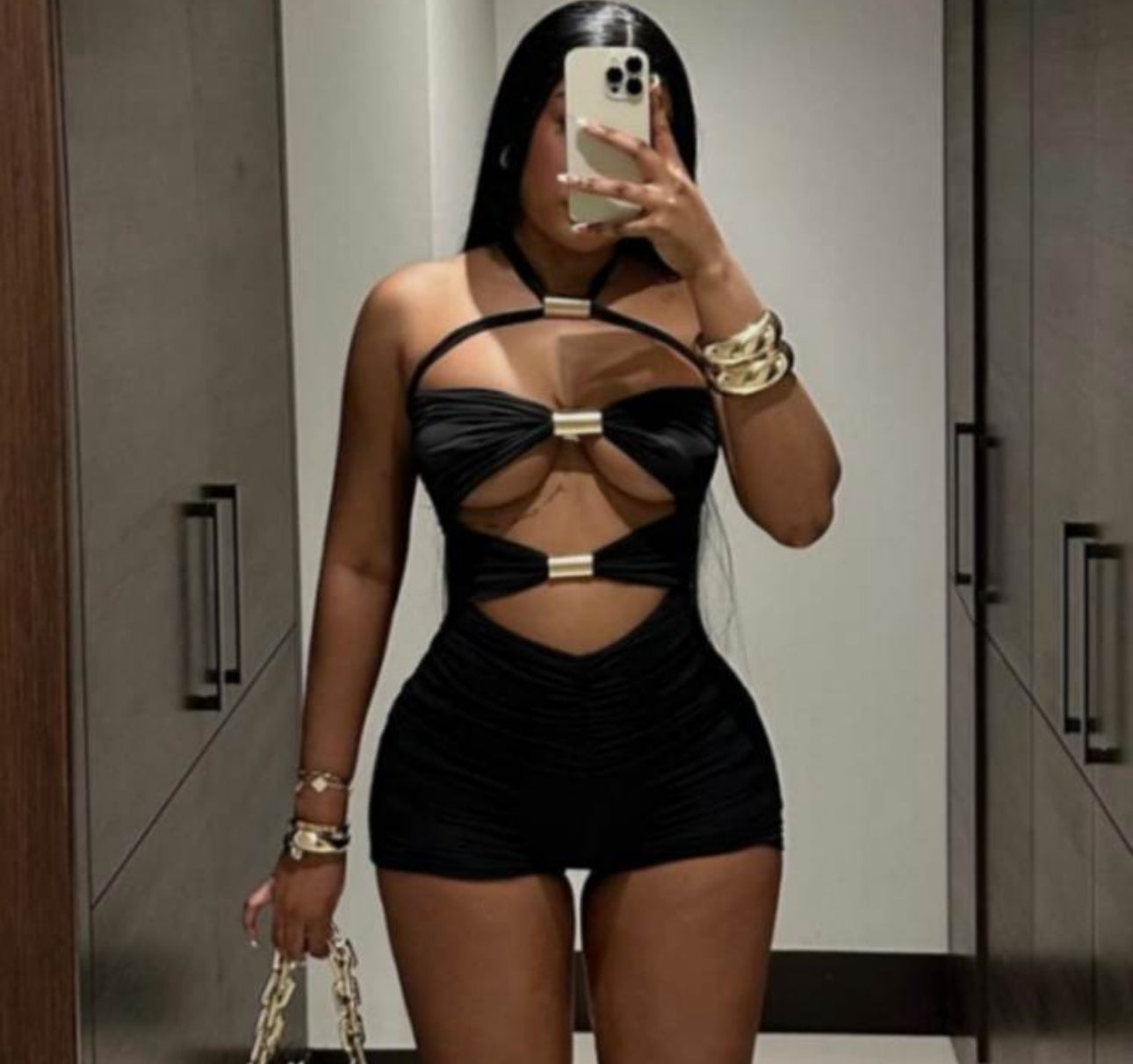Studded Halter Romper