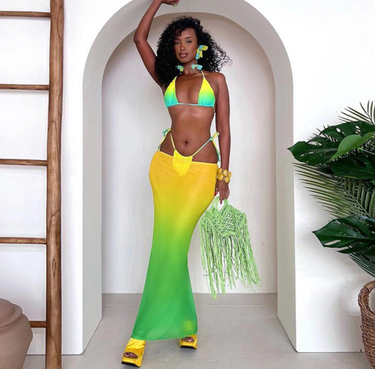 Jamaican Theme 3 Piece Bathing Suit