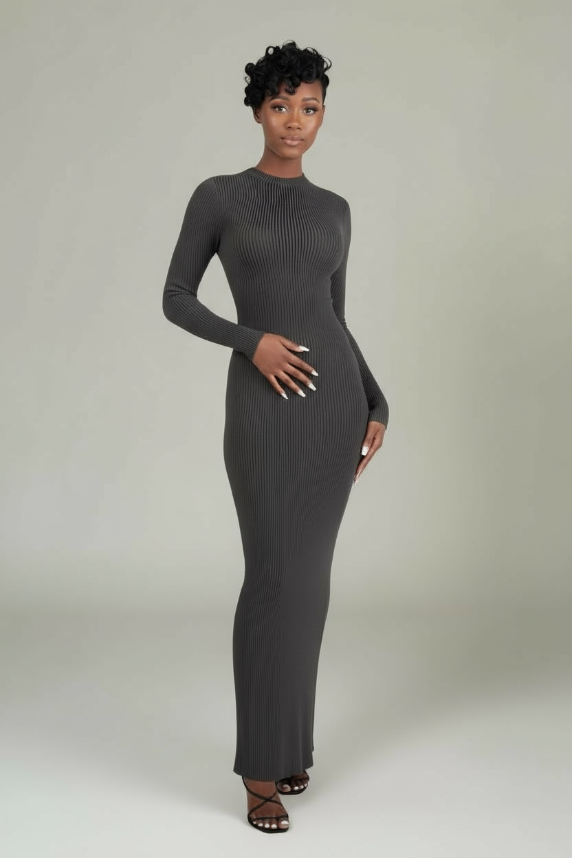 LUXE FIGURE RIBBED DRESS