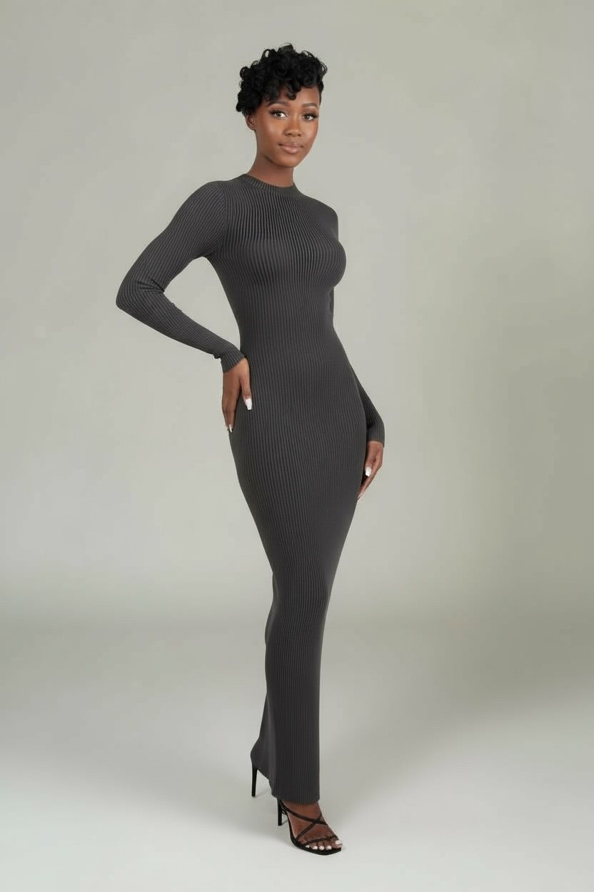 LUXE FIGURE RIBBED DRESS