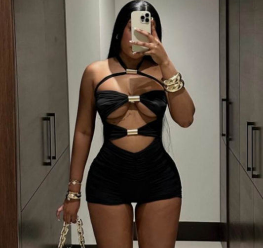 Studded Halter Romper