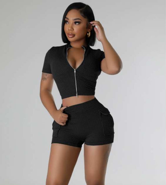 Ruffled Crop Top Cargo Set