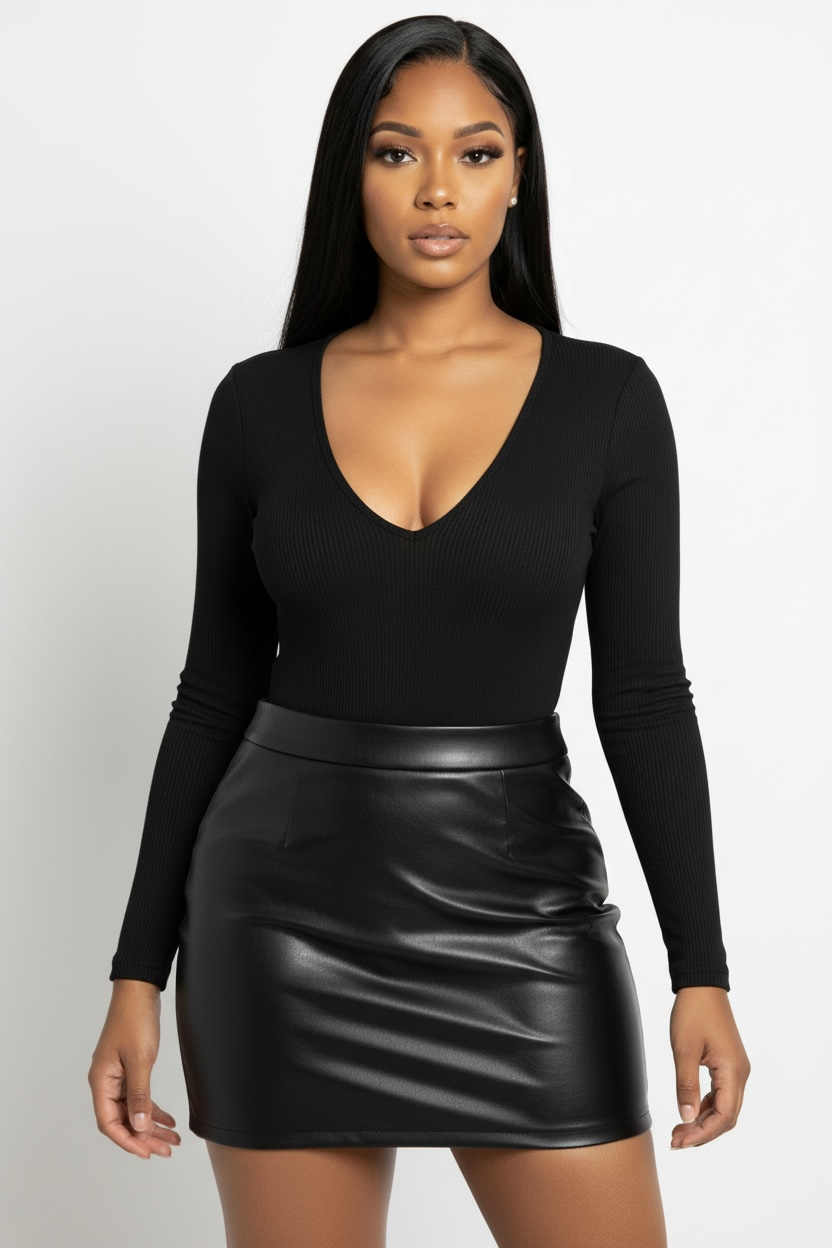 MIDNIGHT EDGE FAUX LEATHER SKIRT